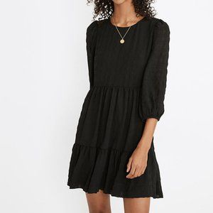 Madewell Puff-Sleeve Ruffle-Hem Mini Dress - 6